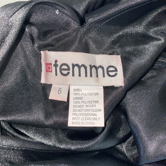 Vintage 90s La Femme Black Satin Criss Cross Cape Back Formal Gown Long Dress 6 - Picture 7 of 12